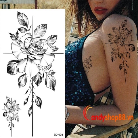 Hình xăm dán tattoo hoa BK-08