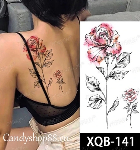 Hình xăm dán tattoo hoa hồng XQB-141