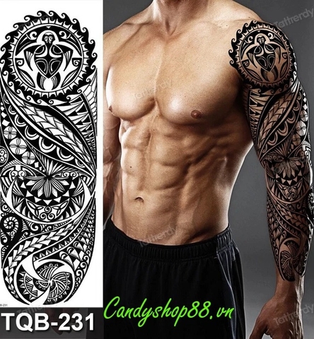 Hình Xăm Dán Tattoo Kín Tay Họa Tiết  TQB-231