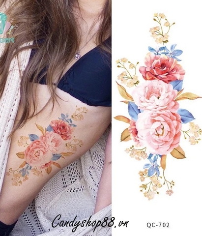 Hình xăm dán tattoo hoa đẹp QC-702