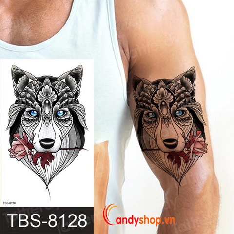 Hình xăm dán tattoo hình sói TBS-8128