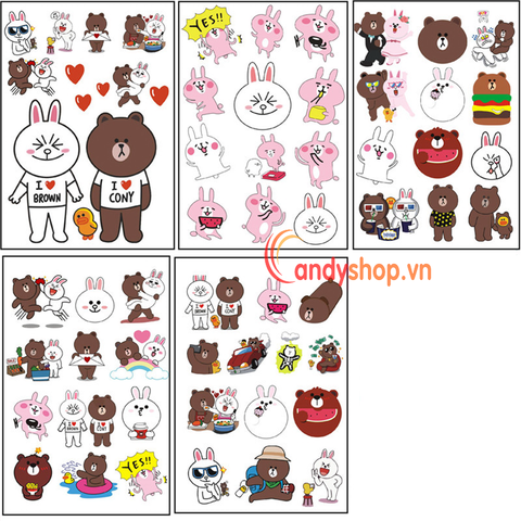 Sitcker dán Vali, tủ lạnh Gấu Brown & thỏ Cony