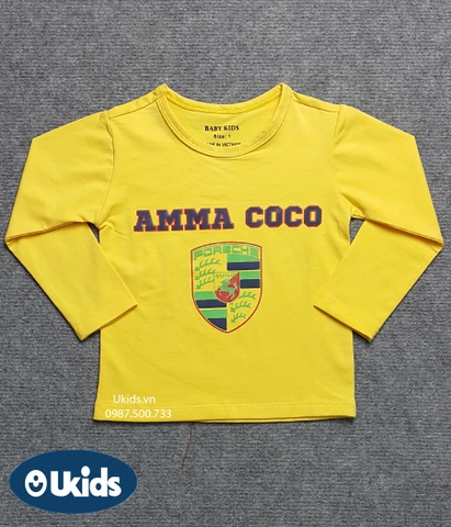 Áo bé trai nhí in AMMA COCO,hiệu Baby kids, mã M447936_Vàng,size 1-6T/ ri 6