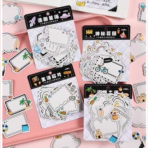 Sticker khung ảnh, nhãn dán sổ, vở hình vẽ đáng yêu - Lẻ 20 hình hoặc Full 40 hình