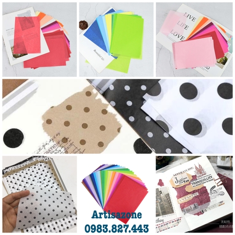 Giấy tissue khổ A5 (14cm x 21cm) trang trí đồ handmade - Set 20 tờ_GHM64