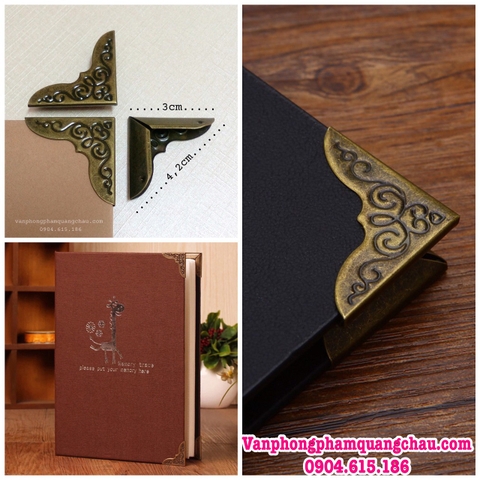 Bo góc scrapbook, album, sổ họa tiết màu đồng (Size đại) - Set 10 chiếc_PKM48