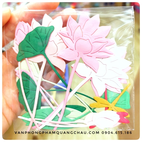 Hình cắt Hoa Sen giấy - Túi gồm 15 hoa sen + lá