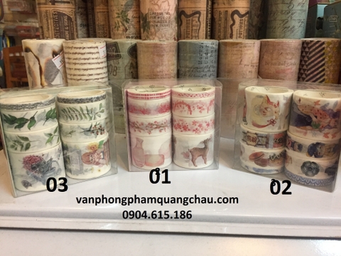 Băng dính washi tap hộp 8 cuộn_ S192