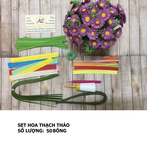 Bộ nguyên liệu làm hoa thạch thảo 04 lớp quilling (50 bông)_QC36.1