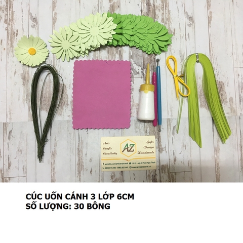 Bộ nguyên liệu làm hoa cúc 03 lớp 6cm (30 bông)_QC37