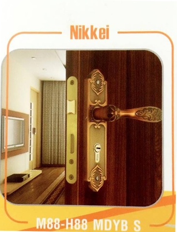 Khóa gạt hợp kim Nikeei cửa đi L-N11 nâu