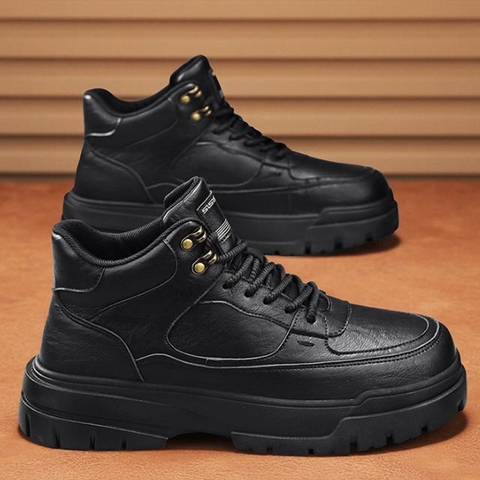 Giày Boot Nam Mra Boots Da Đen Cao Cấp | Đế Cao Su Chống Trượt – Phong Cách Hàn Quốc, Bền Đẹp, Đi Êm GN500