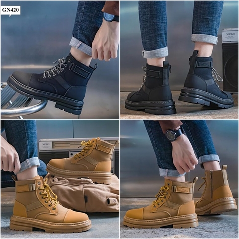 Giày Boot Nam - Combat Boots Đế Dày Kiểu Cổ Điển 2 Màu GN420