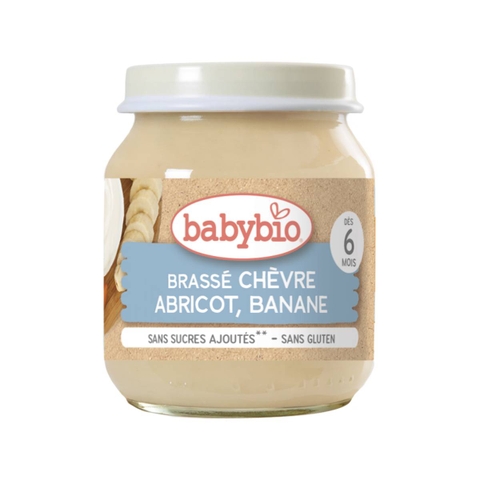 Sữa chua dê hữu cơ cho bé vị mơ, chuối Babybio dạng hũ thuỷ tinh 130g (≥ 6 tháng)