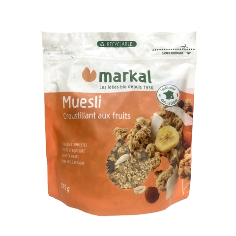 Ngũ cốc giòn trái cây hữu cơ Muesli Croustillant Aux Fruits Markal 375g