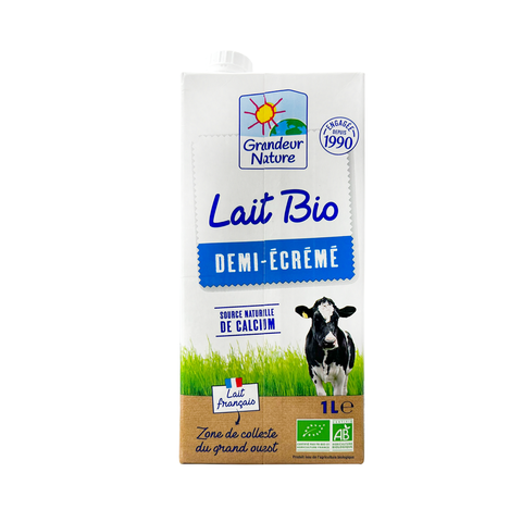 Sữa bò hữu cơ ít béo Grandeur Nature 1L