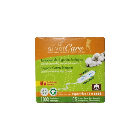 Tampon hữu cơ 4 giọt Silvercare Super Plus 15 miếng