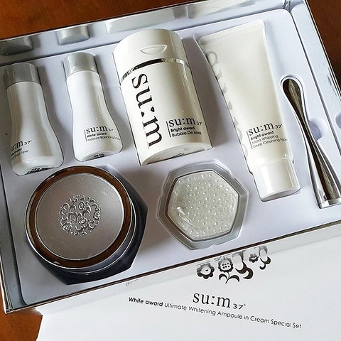 Set kem dưỡng trắng Su:m37° White Award Ultimate Whitening Ampoule in Cream