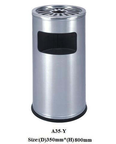 Thùng rác inox A35-Y (có gạt tàn thuốc lá)