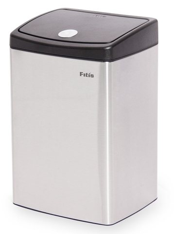 Thùng rác inox vuông phủ Nano có nút nhấn Fitis 15 lít