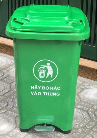 Thùng rác nhựa y tế có đạp chân 60L màu Xanh Lá