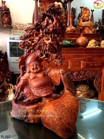 Tượng Phật Di Lặc gỗ nu hương - PL582