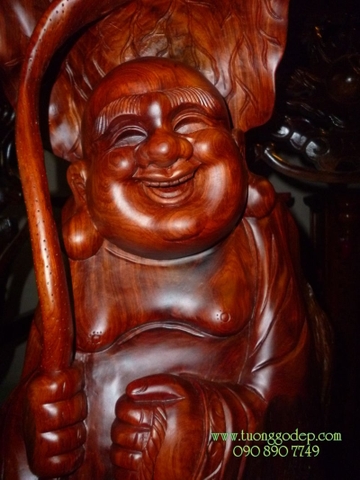 Phật Di Lặc đội lá sen mang dây tiền