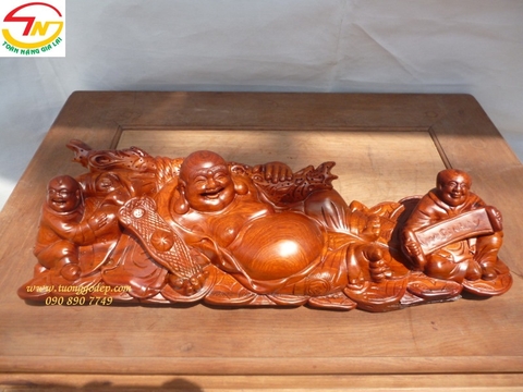 Phật Di Lặc ngồi trên đế tiền (Gỗ hương - PL143)