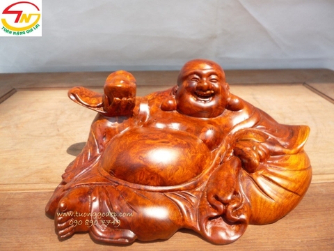 Phật Di Lặc ngồi bao tiền (PL147 - Gỗ nu hương)