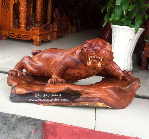 Tượng con hổ bằng gỗ hương - LC118