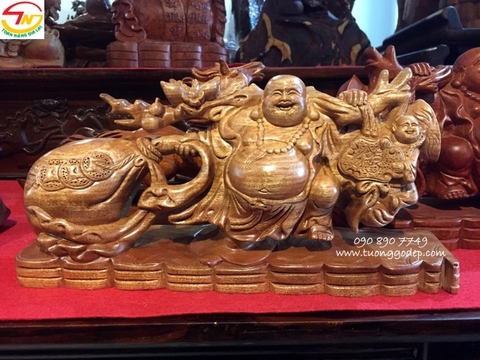 Phật Di Lặc kéo bao tiền, gỗ xá xị