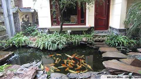 Công trình lắp đặt phù điêu và tiêu cảnh sân vườn tại biệt thự Linh Đàm