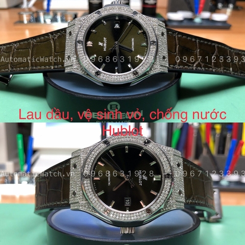 Spa em đồng hồ Hublot Classic dây da và vỏ cũ máy bị kẹt