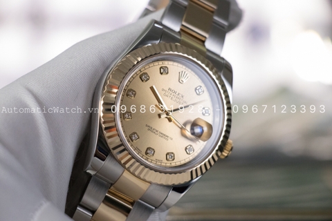 Đồng hồ Rolex Date Just Replica size 41mm bản bọc vàng 18k