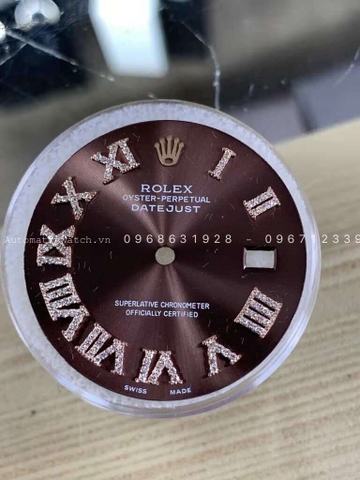 Mặt số đồng hồ Rolex cọc la mã lên hột kim cương thiên nhiên theo yêu cầu