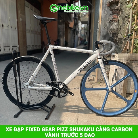 Xe đạp Fixed Gear PIZZ SHUKAKU càng carbon vành trước 5 đao