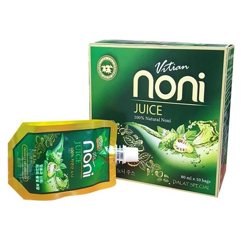 Nước cốt trái nhàu (noni juice) hộp 10 x 80 ml, giúp giảm đương máu.