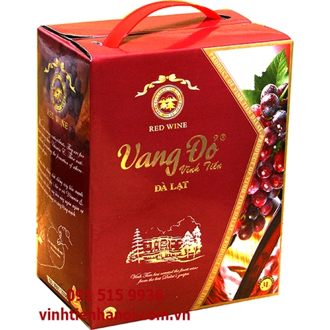 Rượu vang đỏ Đà Lạt Vĩnh Tiến Loại hộp 3 lít, 12,5%.