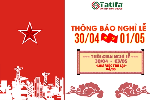 THÔNG BÁO NGHỈ LỄ 30/4 VÀ 1/5