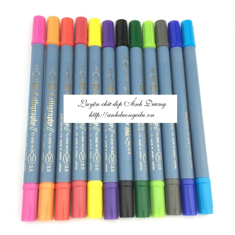 Bút Gothic Zig Calligraphy II 12 màu 1 đầu 3.5 1 đầu 2.0 (N)