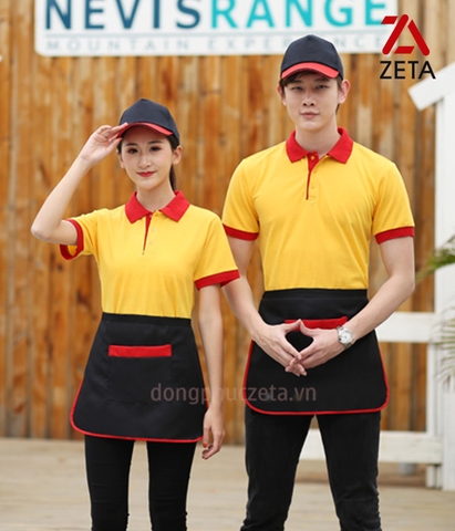 Đồng phục áo phông phục vụ nhà hàng màu vàng ngắn tay