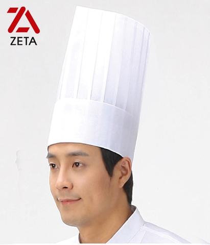 Nón đầu bếp giấy dáng cao màu trắng cho bếp trưởng tại Hà Nội