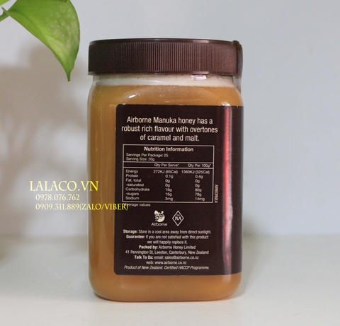 Mật Ong Airborne Manuka Honey 25+ 500g