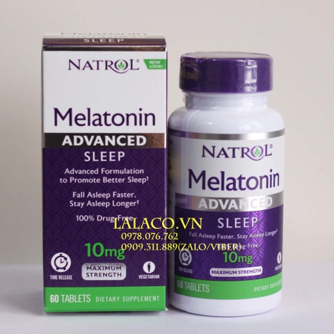 Natrol Advanced Sleep Melatonin 10 mg 60 viên giúp ngủ sâu giấc