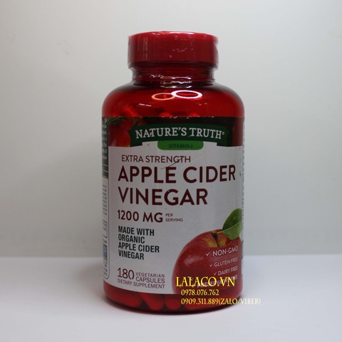 Viên uống giảm cân giấm táo hữu cơ Apple Cider Vinegar 1200mg 180 viên