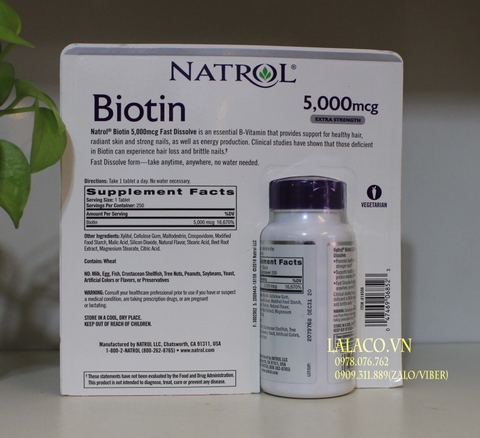 Viên uống mọc tóc Biotin 5000mcg Fast Dissolve 250 viên