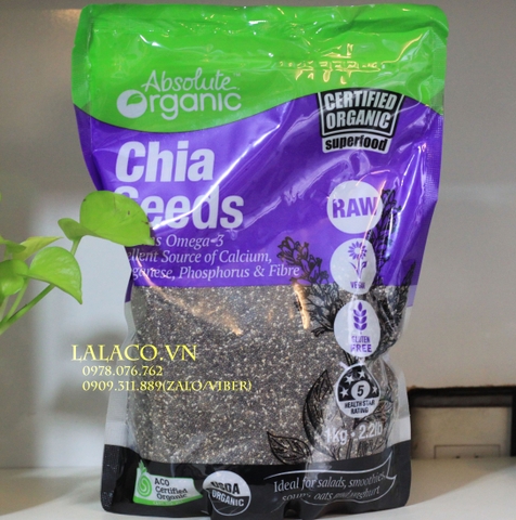 Hạt Chia Úc Chia Seeds High In Omega 3 Absolute Organic 1kg (Mẫu mới)