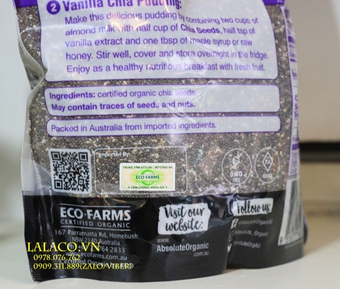 Hạt Chia Úc Chia Seeds High In Omega 3 Absolute Organic 1kg (Mẫu mới)