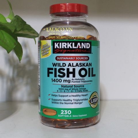 Dầu cá Kirkland Wild Alaskan Fish Oil 1400mg hộp 230 viên