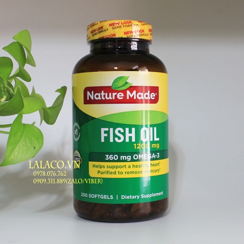 Dầu cá Nature Made fish oil Omega 3 1200mg hộp 200 viên
